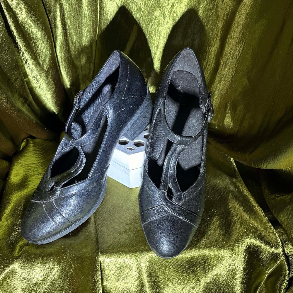 Bjorndal Mary Jane Heeled Black Faux Leather Women's